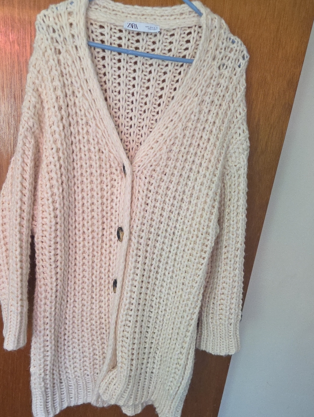 Zara Chunky Knit Cream Button-Up Cardigan